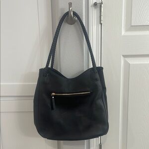Elegant Black Leather Tote Bag